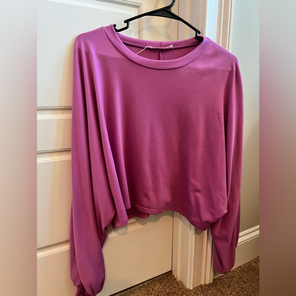 Blue Blush crop long sleeve top! Size medium! Washed but Never worn!